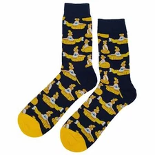 NWT Yellow Submarine Dress Socks Novelty Men 8-12 Black Crazy Fun Sockfly