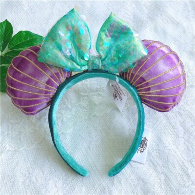 Disney Parks Little Mermaid Ariel Minnie Mouse Sequin Bow Ear Headband
