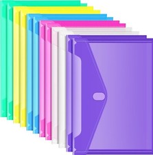 12PCS Expandable File Folders Plastic Portfolio Document Clear A4 6 Color