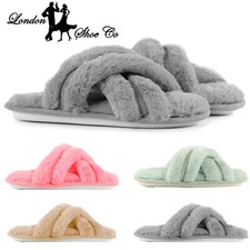 Ladies Soft Warm Slippers Size 3 to 8 UK - FLUFFY & COSY SPA DESIGN MULES