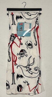 New Nightmare Before Christmas Disney White Holiday Plush Throw Blanket 50''x70''