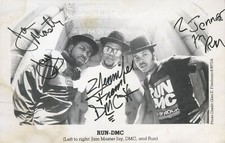 Run DMC x3 ~ Signed Autographed Vintage Publicity Photo w/ Jam Master J~ PSA DNA