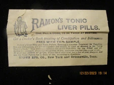 Antique RAMON`S TONIC LIVER PILLS Sample Packet Original And Unopened Vintage
