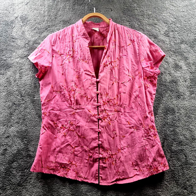 Vintage TARGET Womens Top Size 8 Pink Embroidered Short Sleeve V-Neck Blouse