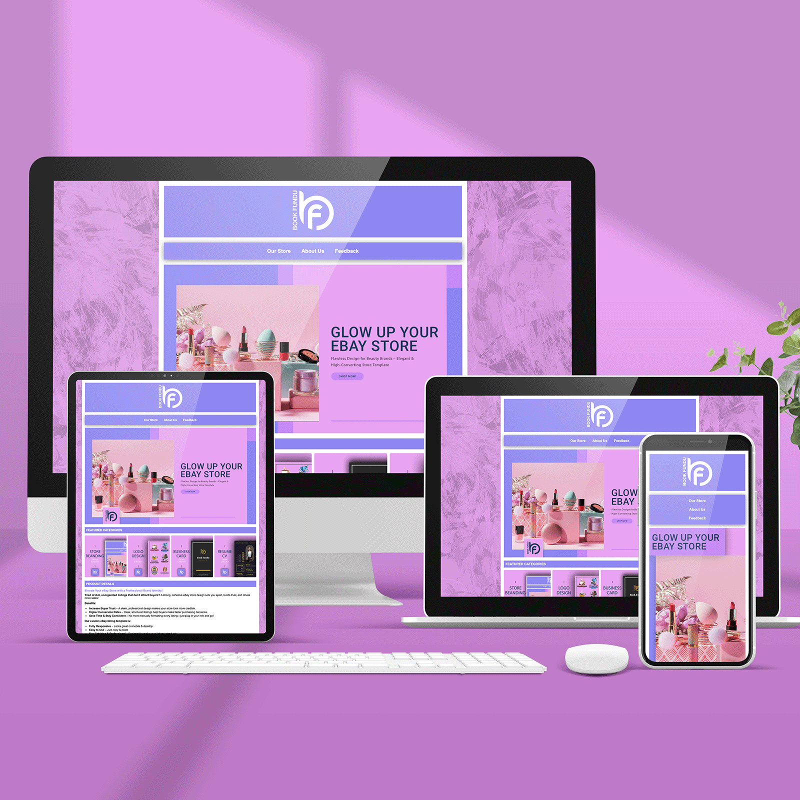 Sell Beauty with Style | Elegant eBay Store Design & HTML Listing Template 2025