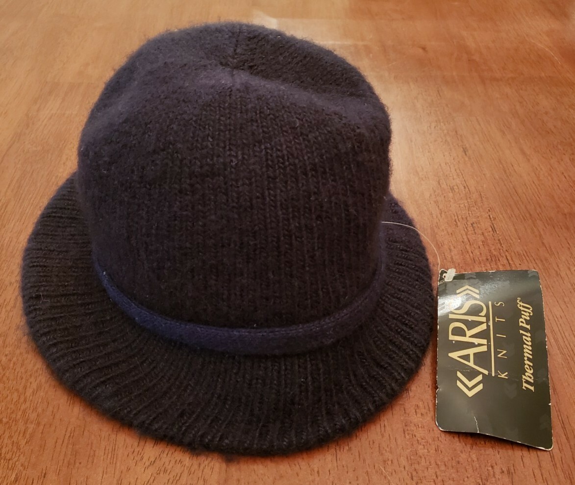 NWT Vtg ARIS KNITS Thermal Puff Isotoner Dark Blue Fuzzy  display picture 2