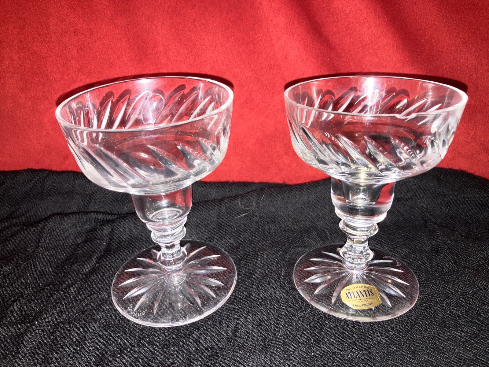 ATLANTIS CHAMPAGNE GLASS, Cut Lead Crystal, Made in Portugal TWO | eBay