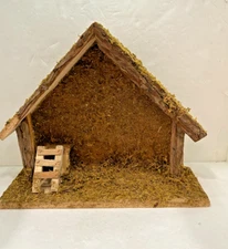 Vintage Wooden Nativity Stable Manger 10x13.5
