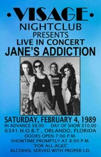 JANE'S ADDICTION REPLICA 1989 CONCERT POSTER