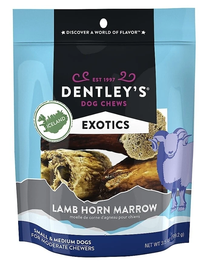 Dentley's Exoctic Ilandic Cordero Cuerno Médula Perro Golosina Mastica 1 Ingrediente, 3.5 OZ Foto 3 de 4