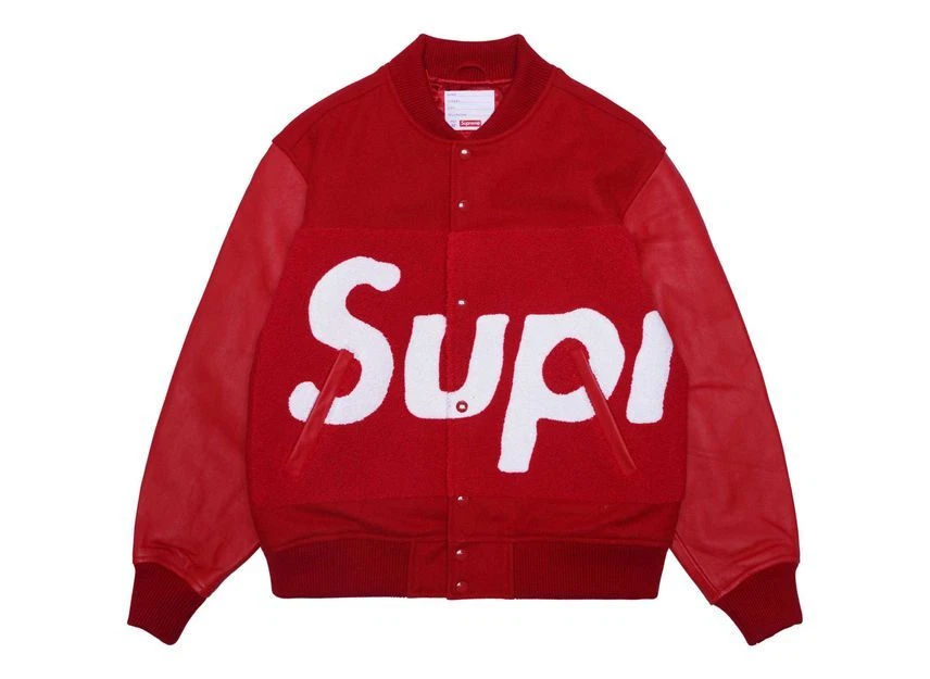 Veste universitaire chenille Supreme Big Logo rouge