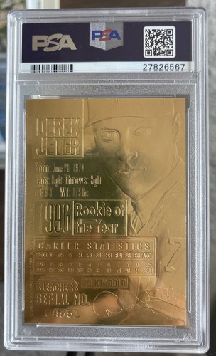1997 Bleachers 23KT Gold 1996 ROY Derek Jeter Yankees HOF PSA 8 NM-MT - Picture 2 of 2