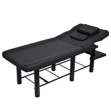 Black Multifunction Massage Table Split Legs Facial Bed Salon Tattoo Chair