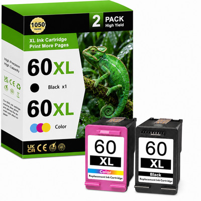 2PK 60XL High-Yield Ink Cartridge replacement for OfficeJet 4500, J4680, 4500