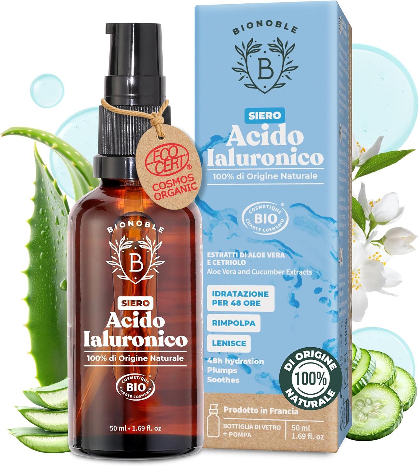Siero Viso Naturale Bio: Acido Ialuronico Antietà Senza Siliconi