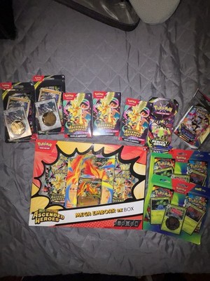 Pokémon TCG Bundle 3 Ascended Heros Boosters ,1 Mega Emboar Ex Box and More New