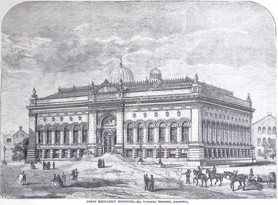 1861 : LEED'S MECHANIC'S INSTITUTE. CUTHBERT BRODRICK, ARCHITECT. AN ORIGINAL PA