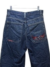 JNCO Vintage Y2K Tribal Flame Embroidered Wide Leg Skate Jorts Size 32