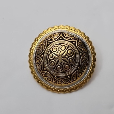 Vintage Damascene Goldl tone Black Antiquing Marked Spain