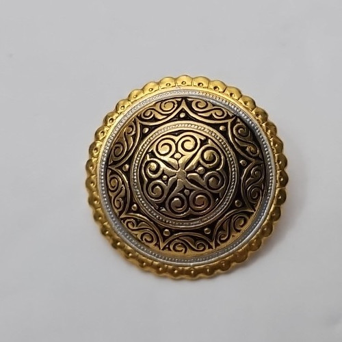 Vintage Damascene Goldl tone Black Antiquing Marked Spain