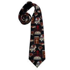 Steven Harris Tie Communion Mens Black Bibles Religious Christian Cross Euc