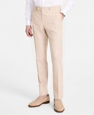 Tommy Hilfiger Mens Modern fit Dress Pants 34 / 30 Beige Solid Stretch