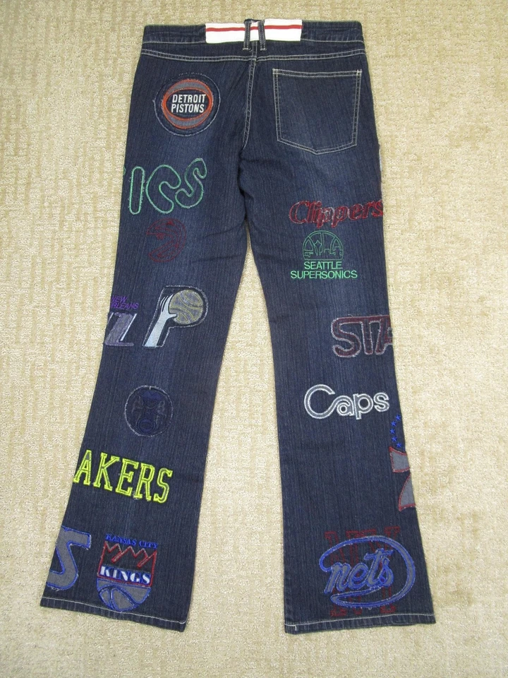 复古 NBA 球队牛仔裤女式 13 蓝色篮球硬木经典裤子 90 年代 — 第 4/4 张图片