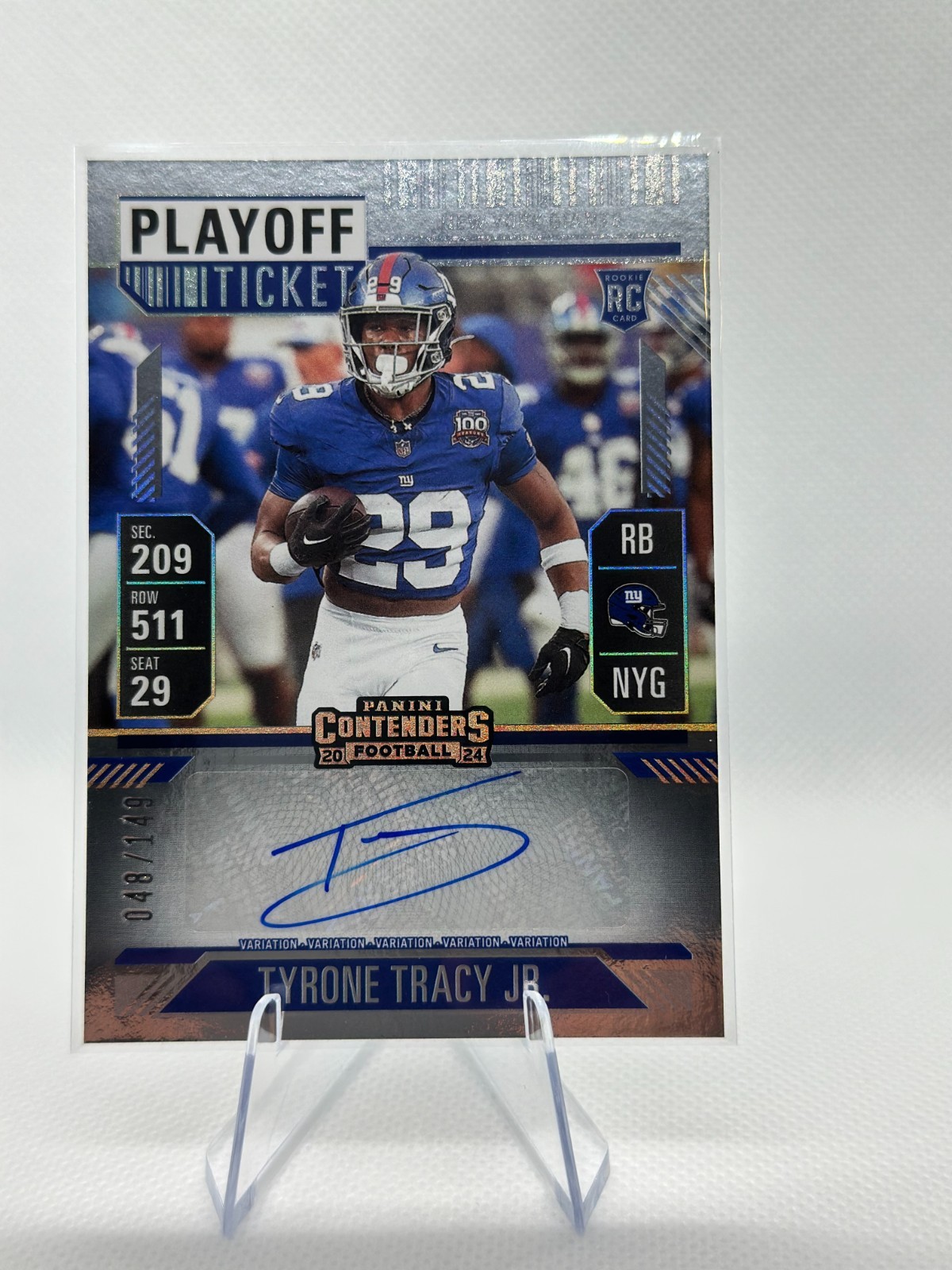 2024 Panini Contenders Playoff Ticket Tyrone Tracy Jr Auto Rookie Variation /149
