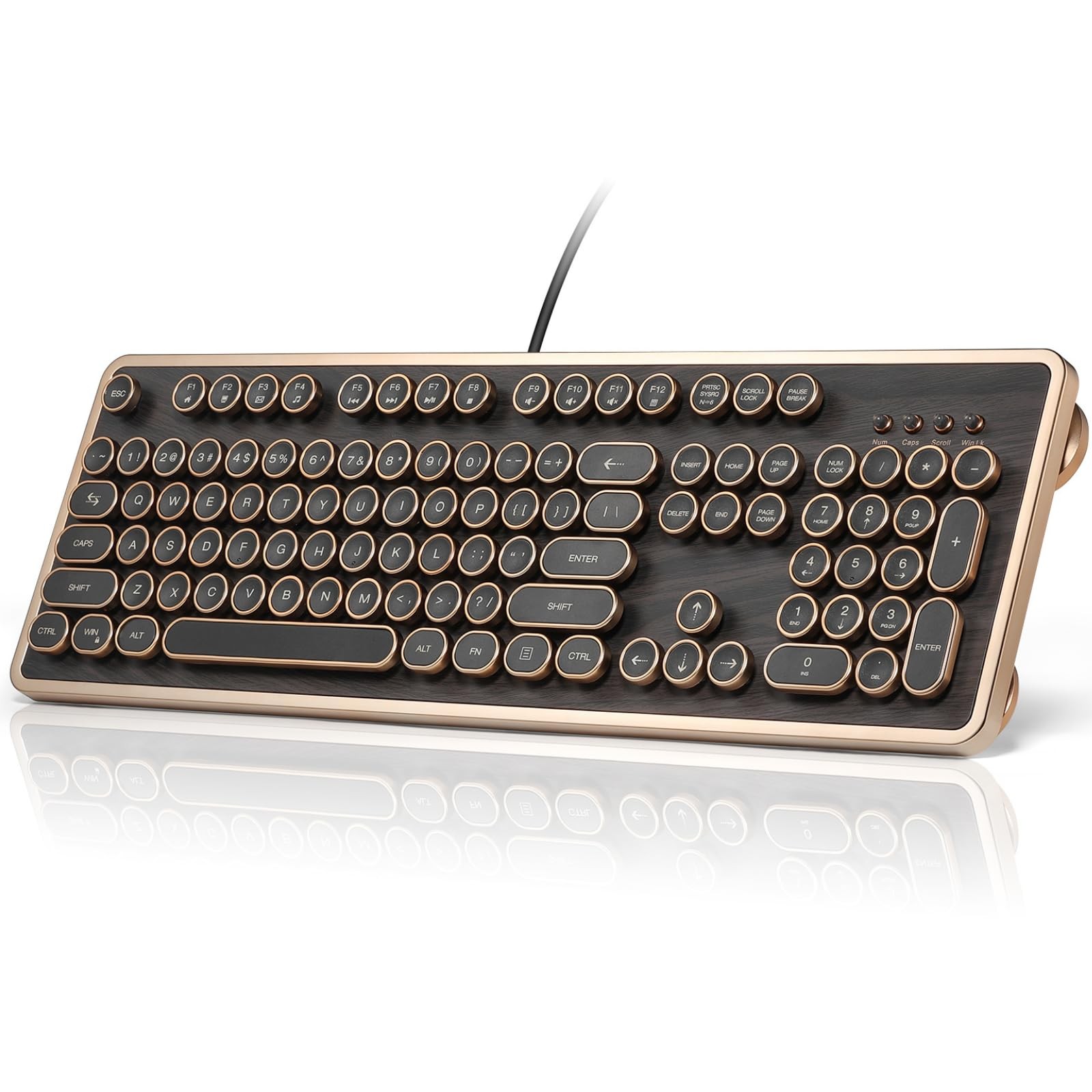RK104 Mechanical Keyboard, Wired Full-Size 104 Keys with Typewriter Round Key...
