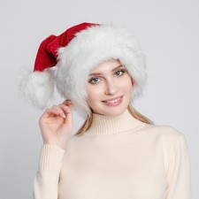 Christmas Santa Hat Red Thick Large Fluffy Hats For Adults Men Women Warm Sk New