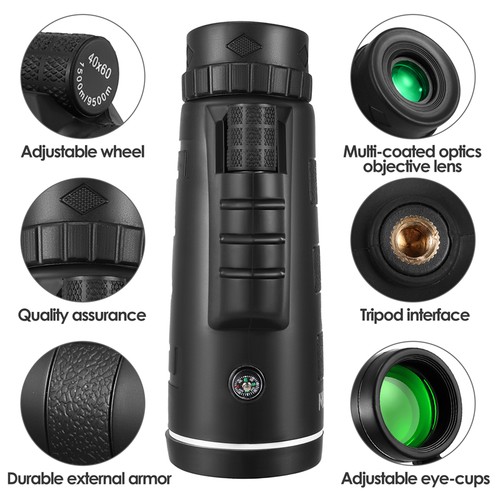 40x60 HD High Power Military Binoculars Day/Low Night Optics Hunting & Case - Picture 9 of 24