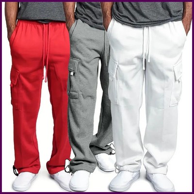 Men's Cargo Sweatpants Autumn Long Pants Loose Sport Fit Jogging Overalls