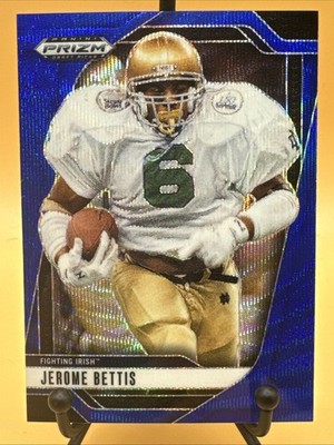 2025 Panini Prizm Draft Picks Blue Wave Prizm Jerome Bettis #185 Notre Dame /299