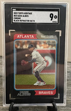 Ozzie Albies Black Refractor #30/74 2023 Topps Heritage Chrome #25 SGC 9 Braves