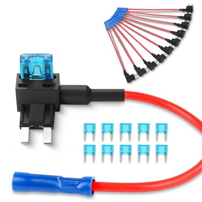 Nilight Mini Fuse TAP Adapter Add-a-Circuit 10er Pack kleiner Halter, schwarz 