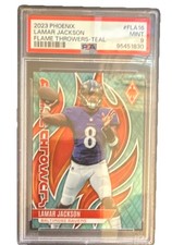 2023 Panini Phoenix Flame Throwers Lamar Jackson Teal /150 PSA 9 Ravens