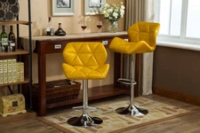 Yellow Tufted Bar Stools (Set of 2), Glasgow