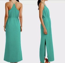 J Crew Women’s V-neck Jade Green Side Slit Racerback Tank Dress Size 2