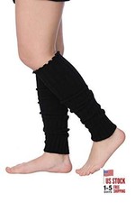 Women s Cable Knit Leg Warmers Ribbed Knee High Boot Midnight Black - Regular