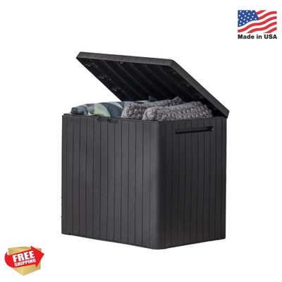 Keter City 30 Gallon Resin Outdoor Storage Box and Patio Furniture Side Table fo