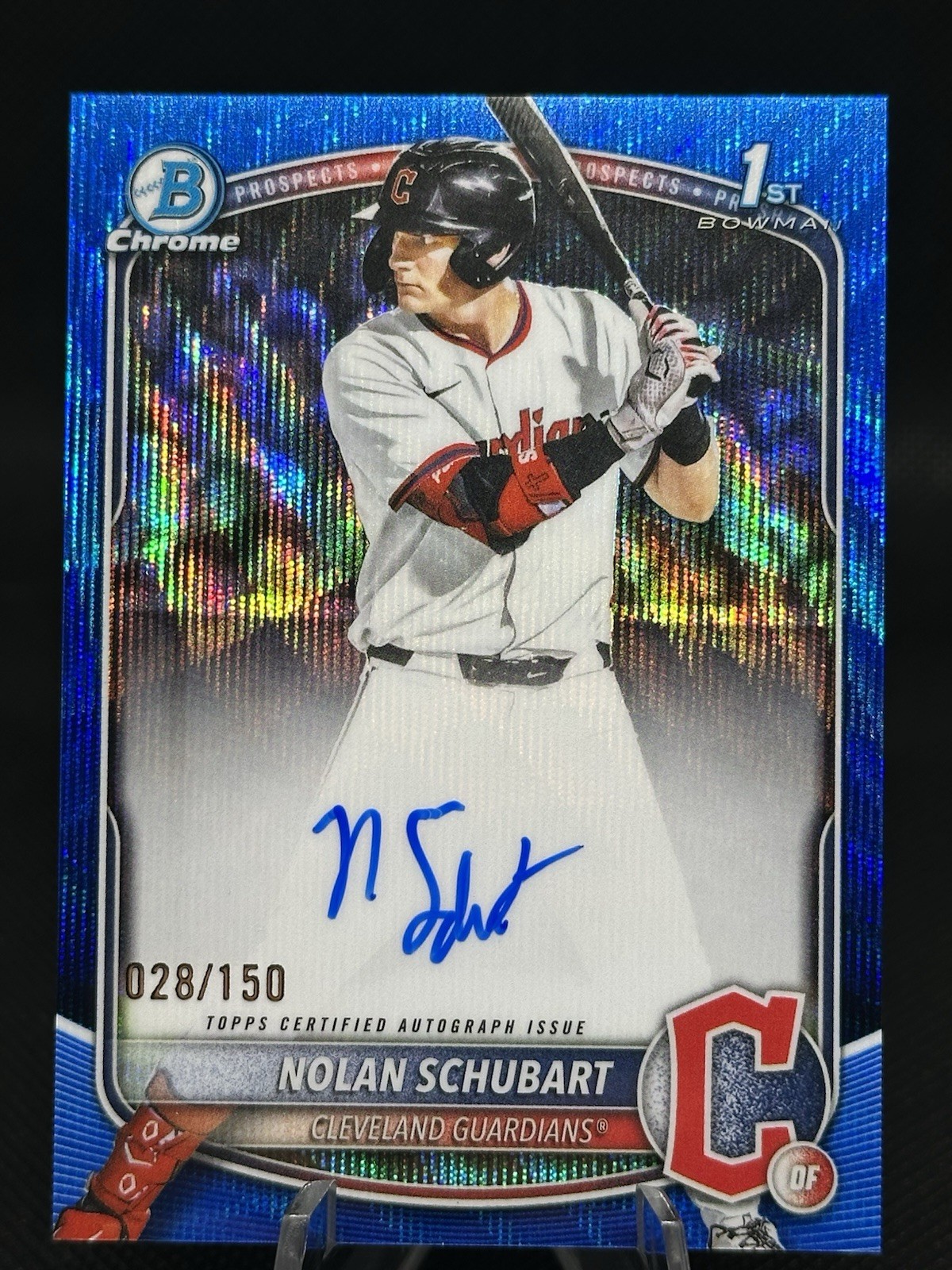 Nolan Schubart 2025 Bowman Draft #CPA-NS Blue Refractor Chrome Auto 1st RC /150