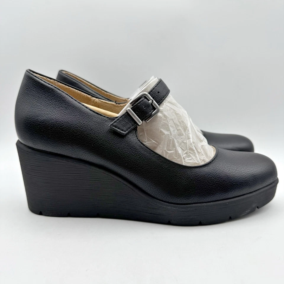 NATURALIZER женщин обожают Мэри Джейн на танкетке каблуки США 12 M ЕС 43 черный новый без коробки - Изображение 3 из 4