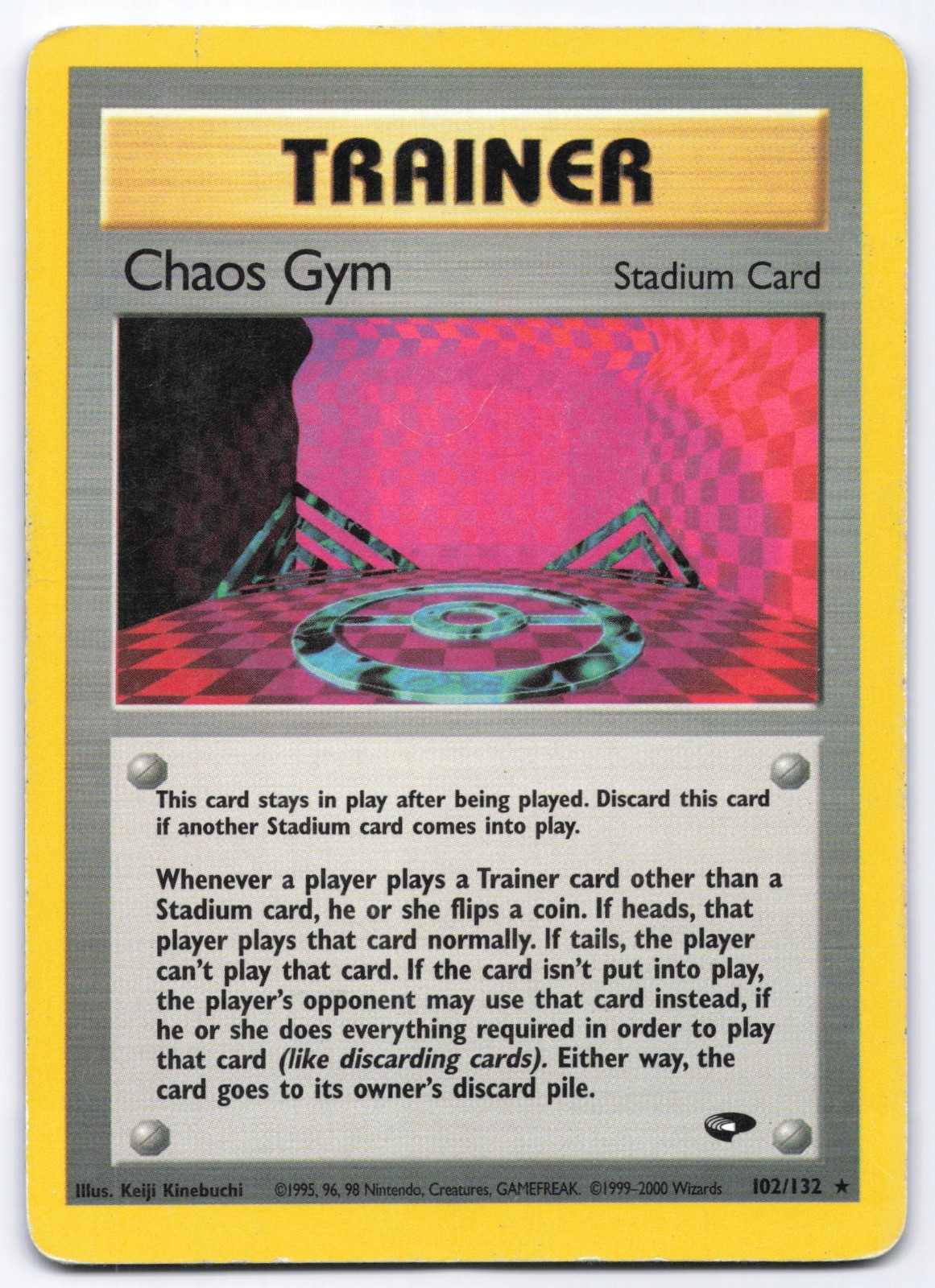 Chaos Gym 102/132 Gym Challenge Rare Trainer Pokemon Card Heavy Play