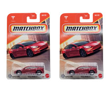 2025 Matchbox Tesla Model 3 4 Dark Red - Set of 2