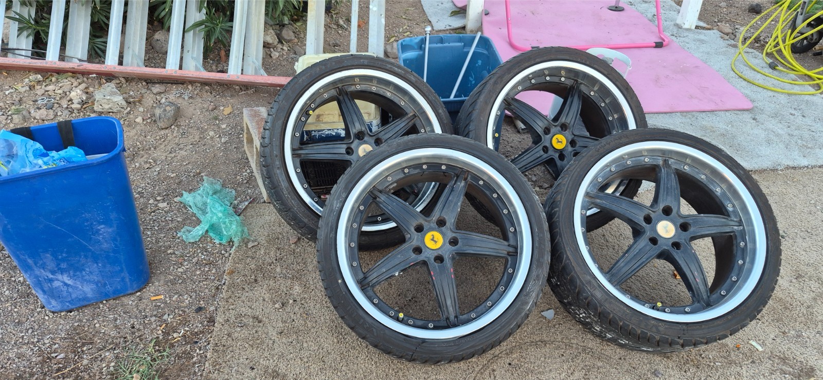 used 19" Ferrari wheels and tires 2 wheels are 235/35 and 2 275/30 all 19" 