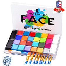 Face Body Paint Palette 26 Colors Oil-Based Set with Metallic Shades and 11