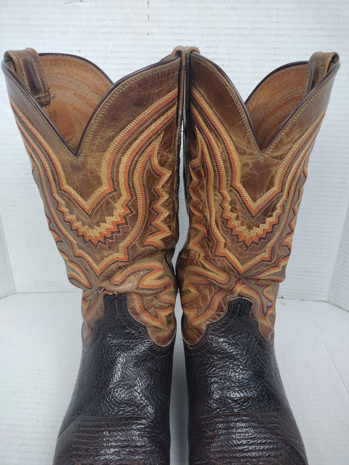 Lucchese Boots Caiman Mens 9 D Brown 1883 Vibrant Colored Embroidery image 4
