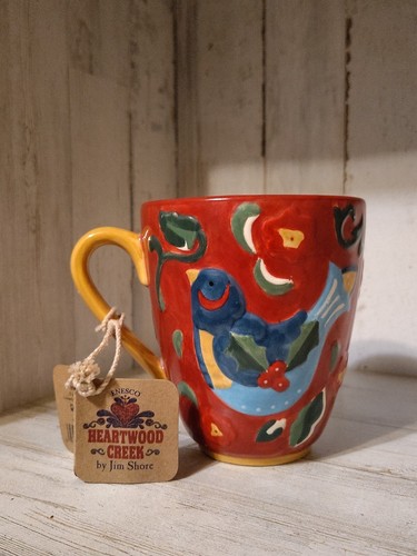 Taza de café Jim Shore Heartwood Creek 2004 y vela de cereza pájaros azules etiquetas nuevas - Imagen 2 de 11