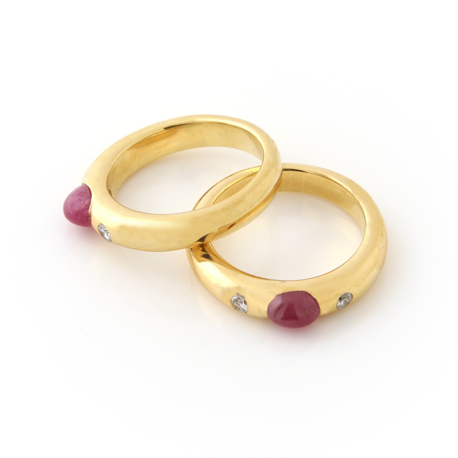 Ruby Cabochon & Diamond Stackable Ring 18k yellow… - image 3