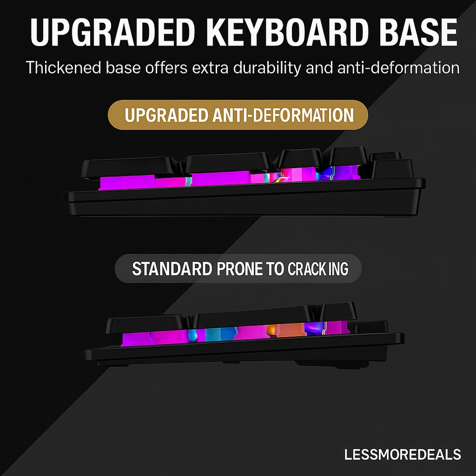 - Black Round Key Blue Backlit Wired Keyboard – Mechanical Feel,Ergonomic Design - Image 2 of 2